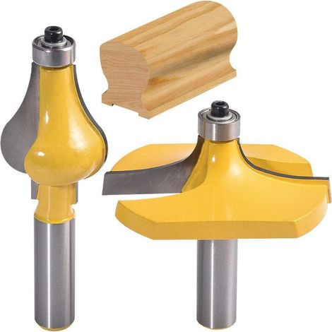 Ensemble de 2 fraises à rainurer pour mains courantes - Fraise à moulurer standard/cannelée - Queue de 1/2 po pour escaliers et rampes d'escalier