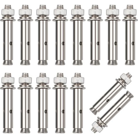 Lot de 15 boulons d'expansion en acier inoxydable 304 – Cheville pour béton, ancrage robuste pour murs – M8 x 60 mm (1/5)