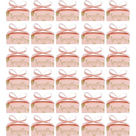 30 boîtes en forme de nœud papillon rose pour cadeaux, biscuits, fêtes, Noël, anniversaires, mariages (1/5)