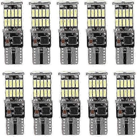 Lot de 10 ampoules LED T10 4014 26SMD pour automobile, décodage Canbus, sans erreur, pour feux de position latéraux et de plaque d'immatriculation. (1/4)