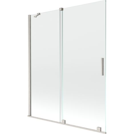 Mexen Velar paroi de baignoire à 2 volets coulissants 140 x 150 cm, transparent, nickel brossé - 896-140-000-01-97 (1/2)