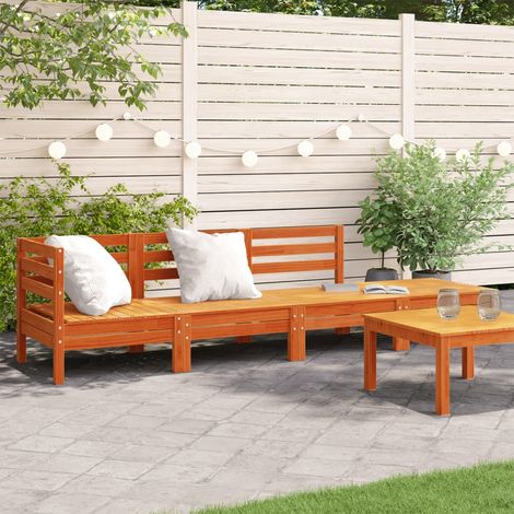 Canapé de jardin 4 places en bois de pin massif cire marron 254 x 63,5 x 62,5 cm - PANGIVO (1/5)