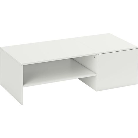 Table basse relevable réglable avec rangement, plateau coulissant, glissières métalliques, finition blanche, salon moderne - CHICFURN (1/5)