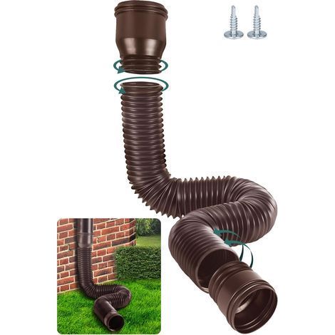 Rallonge Gouttière Flexible, Ensemble D'Extension Ronde Pour Descente De 80/100 mm, Kit D'Extension De Tuyau De Pluie, Extension De Descente De 47 à 150 cm (Brun, 1 Pièce) (1/5)