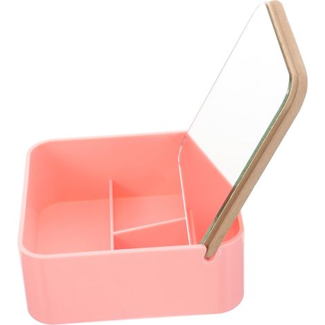 Boîte de rangement maquillage avec miroir, organiseur cosmétique en bambou, tiroir à bijoux, casier à vernis à ongles, support de beauté compact (1/5)