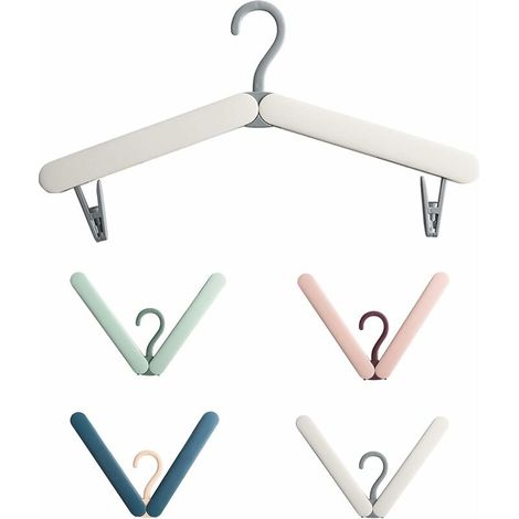 Foldable Clothes Hanger Portable Travel Foldable Clothes Hanger with Clips for Clothes and Outerwear, 4 Pieces (1/5)