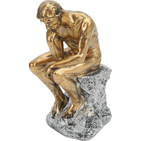 Statue penseur rétro lignes énergiques antidérapante stable résine durable homme pensant pour maison bureau dortoir (1/5)