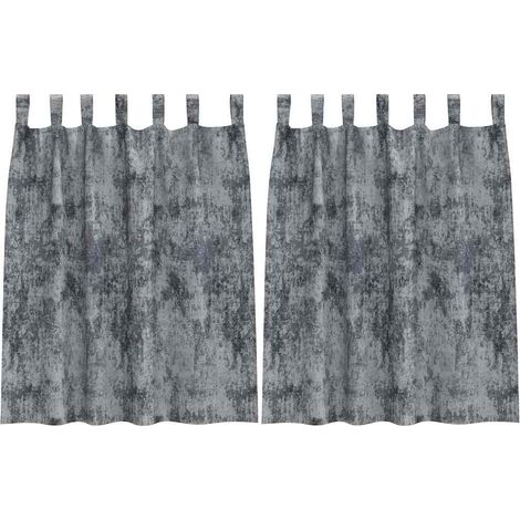 Rideau avec des rideaux 2 pcs Gris Argenté 140 x 140 cm Velours CFW16122 (1/5)