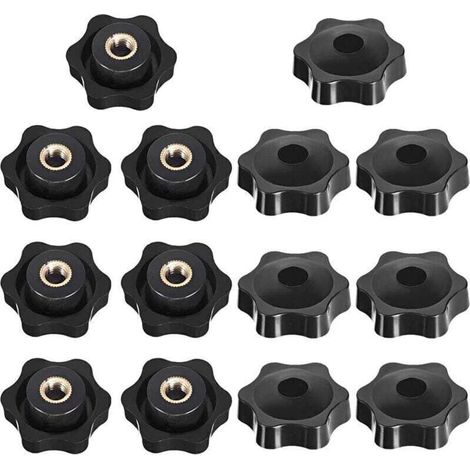 Bouton de Serrage Tête étoile, Étoile Tête Écrous De Serrage Bouton, Serrage Écrous Poignée Forme Étoile, Bouton De Serrage De Filetage, pour Machine-outil, Noire, M6, 14 Pièces