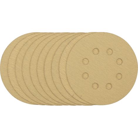 Gold Sanding Discs with Hook & Loop, 125mm, 120 Grit (Pack of 10) (58111) (1/5)
