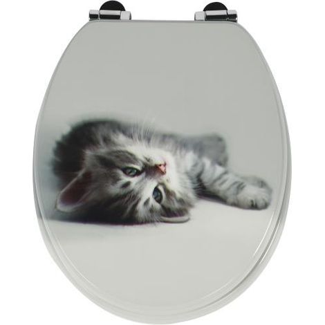 Toilet seat with automatic lowering system - Stable and won't move - MDF wood core - Easy assembly - Many designs (1/5)