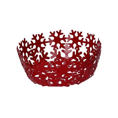 Cesta de metal roja copo de nieve redondacm ø20h7 (1/2)