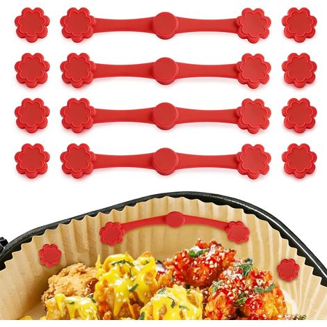 Air Fryer Magnet, Pack of 12 Magnet for San Oil Fryer, Silicone Air Fryer, Attachment Paper Air Fryer, BPA Free Air Fryeret Accessories for All Brands (Red) (1/5)