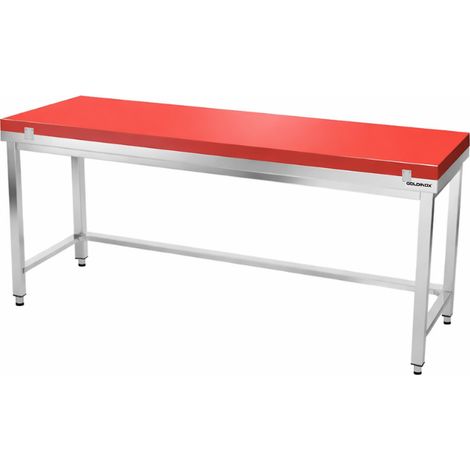 Table de travail en inox 1800x800 mm avec plaque de découpe rouge et renfort PREMIUM - GOLDINOX (1/4)