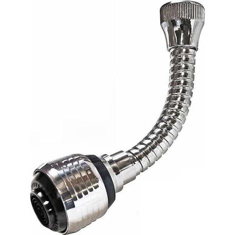 Rallonge de robinet universelle Eliandeco®, flexible, avec deux types de jets, pour salle de bain et cuisine, en acier inoxydable, couleur argent. (1/5)