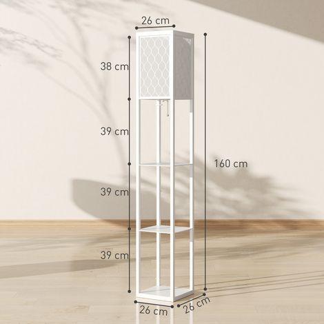 Lampadaire moderne 2 en 1 (avec 3 étagères, douille E27, 26 x 26 x 160 cm, blanc) (1/5)