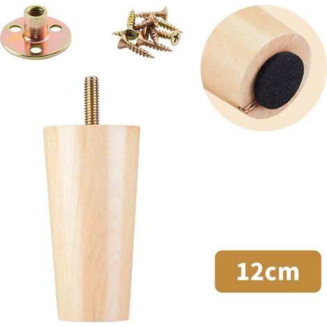 Set di 4 piedi per divano in legno massiccio, adatti per mobile TV, tavolino da caffè, scarpiera, mobile da bagno (12 cm) (1/3)