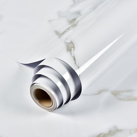 Marble Furniture Adhesive Paper, 40 x 500 cm Marble Wallpaper, Grey-White Self-Adhesive Film Adhesive Paper for Kitchen and Bathroom Countertops (1/5)