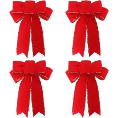 Set mit 4 Schleifen, Weihnachtsdekoration mit einer großen roten Schleife, große Schleife, dekorativer Kranz für Haustür und Kamintür (1/5)