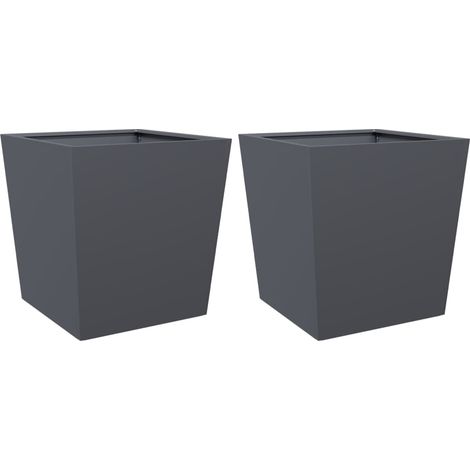 Vaso per fioriera aiuola rialzata piante fiori giardino terrazze set da 2 50 x 50 x 50 cm acciaio antracite 020038988