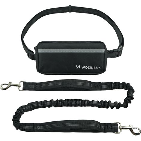 Hüftgurt zum Laufen mit Hund, inklusive Tasche und elastischer Leine – schwarz