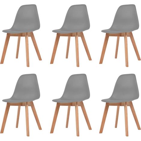 Dining Chair Set of 6 Grey Plastic seat Standard Ergonomic vidaXL (1/5)