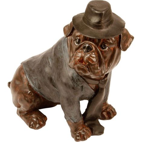Statue Chien Assis "Bulldog" 44cm Cuivre (1/3)