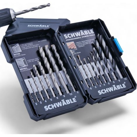 SCHWÄBLE® Bohrer-Sortiment 16tlg. Holzbohrer Metallbohrer HSS Steinbohrer (1/5)