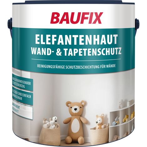 BAUFIX Elefantenhaut Wand- & Tapetenschutz transparent seidenmatt, 2.5 Liter, Weiße Wandfarbe