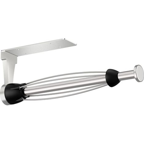 (Argent) Porte-essuie-tout - Convient pour la cuisine et la salle de bain sous l'armoire, fonctionnement à une main avec effet d'amortissement (1/5)