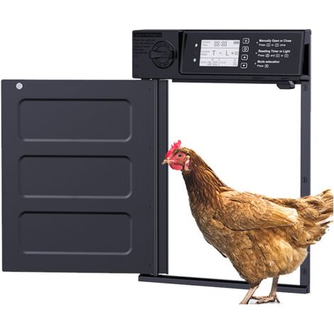 Porte automatique étanche pour poulailler avec capteur de lumière – construction en alliage d'aluminium – minuterie précise et dispositifs de sécurité intégrés. (1/3)