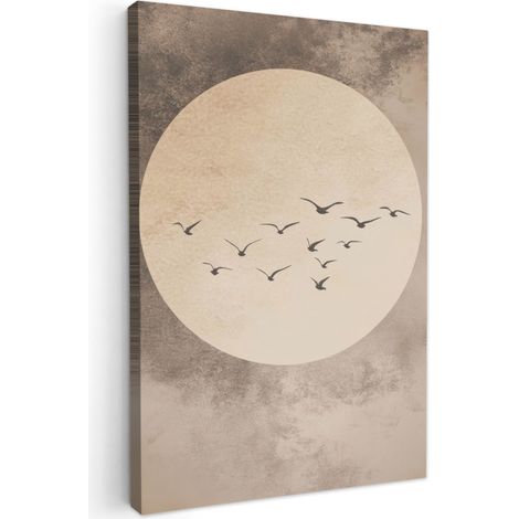 CUADRO EN LIENZO Pájaro - Beige - Japandi Pinturas 40x60 cm