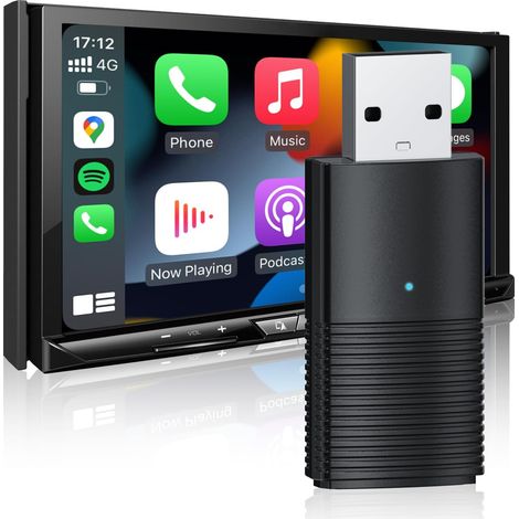 Adaptateur CarPlay Sans Fil - Pour Voitures Avec CarPlay Filaire Intégré (2016 Et Plus Récent) - Compatible iPhone iOS 10+ - Mise À Jour En Ligne - Latence Faible - Noir ×1 (1/5)