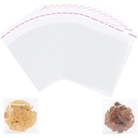 Lot de 100 sachets en cellophane transparent refermables pour bonbons, bijoux, emballage cadeau, 8 x 12 cm (1/4)