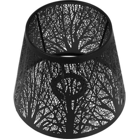 Forest-style metal lampshade, E27 metal lampshade, modern drum lampshade, barrel lampshade, bedroom table lampshade, decorative black lampshade