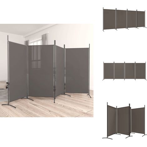 Cloison de séparation 4 panneaux Anthracite 346x180 cm Tissu - Cloison De Séparation - Écran De Confidentialité - Séparateur De Pièce - Rideau De Partition - Décoration Murale (1/5)