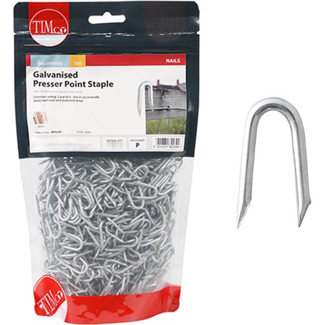 Timco Galvanised Presser Point Staples - 25 x 2.65mm (1kg Bag) (1/3)