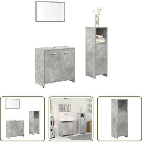 vidaXL Rangement salle de bain -  Ensemble de meubles de salle de bain 3 pcs gris béton (1/5)