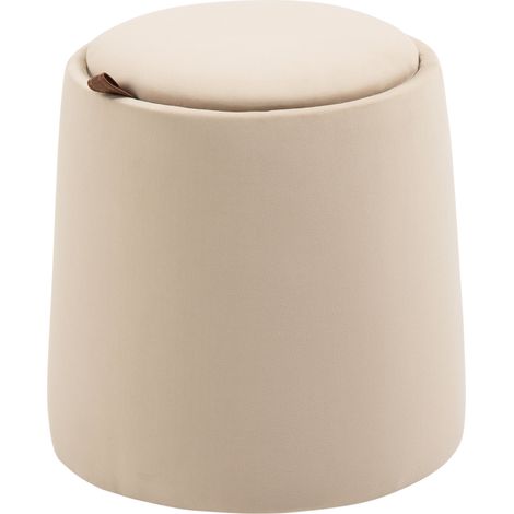 Ottomana redonda con almacenaje y tapa reversible beige Ø44 x 47,5 cm HOMVRA (1/5)