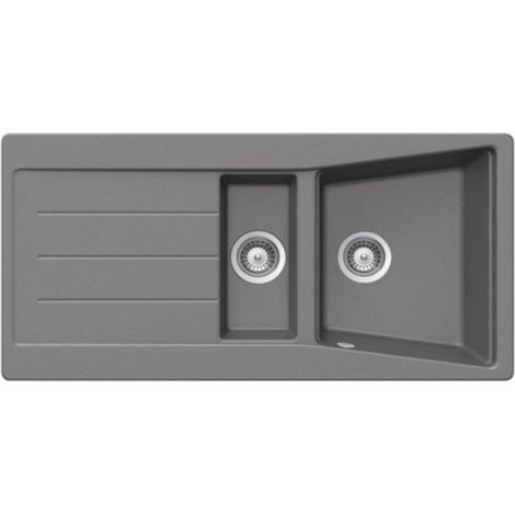 Lavello incasso 2 vasche e gocciolatoio reversibile 100x50 Smeg LS102T titanio (1/2)