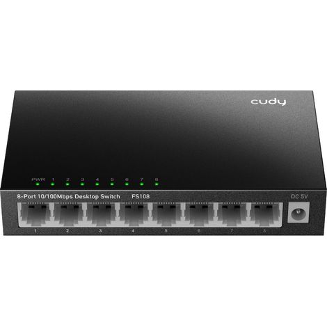 Cudy FS108 switch No administrado Fast Ethernet (10/100) Negro (1/4)