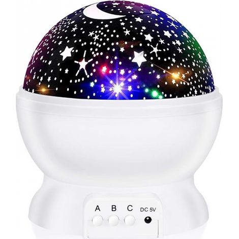 Projecteur - Rotation à 360° - Lumières colorées - Veilleuse pour enfants - Ciel étoilé - Projecteur veilleuse d'intérieur (1/4)