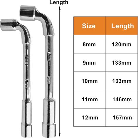 5 clés Allen coudées en L métriques, clés Allen à double tête coudées pour réparations mécaniques (8 mm, 9 mm, 10 mm, 11 mm, 12 mm) (1/4)