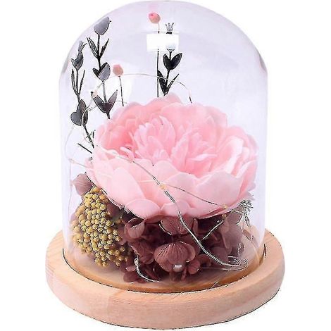 Lampe LED avec abat-jour en verre motif fleur éternelle cadeau d'anniversaire pour petite amie fête des mères pivoine hortensia (1/4)