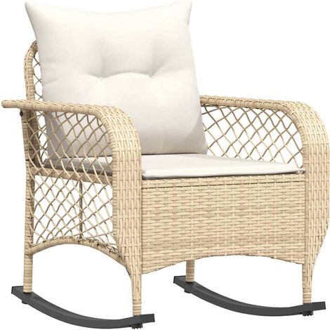 Maison Exclusive - Sedia a Dondolo da Giardino con Cuscini in Polyrattan Beige
