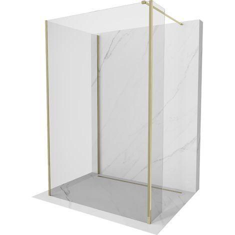Mexen Kioto Duschwand Walk-in 100 x 80 x 30 cm, transparent, gold - 800-100-080-221-50-00-030