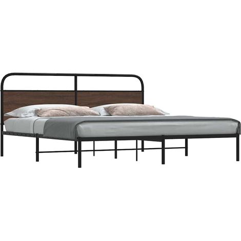 Metallbett ohne Matratze Braun Eichen-Optik 200x200 cm