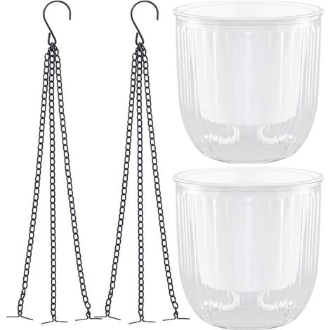 Pot à plantes suspendu avec arrosage automatique – 2 unités, idéal intérieur/extérieur, avec 3 crochets de drainage (1/4)