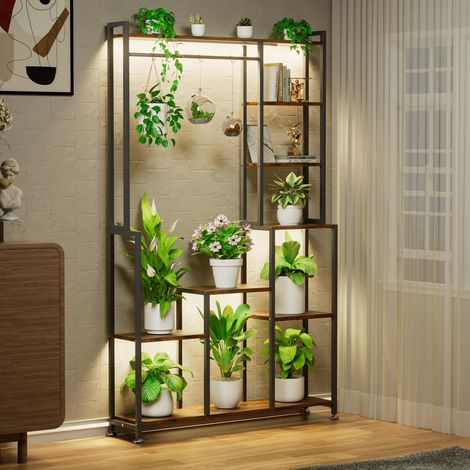 Support plantes interieur avec lampe de croissance – porte plante interieur de 180 cm de haut, 8 niveaux, étagère plante en métal pour salon, balcon, terrasse, jardin (1/5)