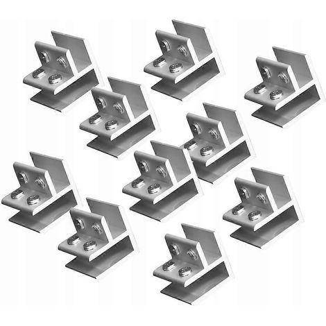 Lot de 10 pinces d'angle à 90 degrés pour verre, pour garde-corps et balustrades. (1/4)